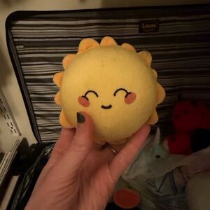 Plush Smiley Sun Toy - Yellow with Orange Accents
